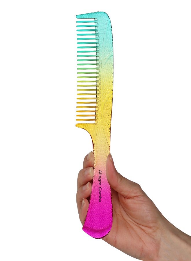 Allegro Combs Allegro Comb 1004 Wide Tooth Detangling Hair Combs For Women, Stylists & Curly Hair Teasing Comb Mens Comb 1 Piece. (Flora's Festive) - Image 1